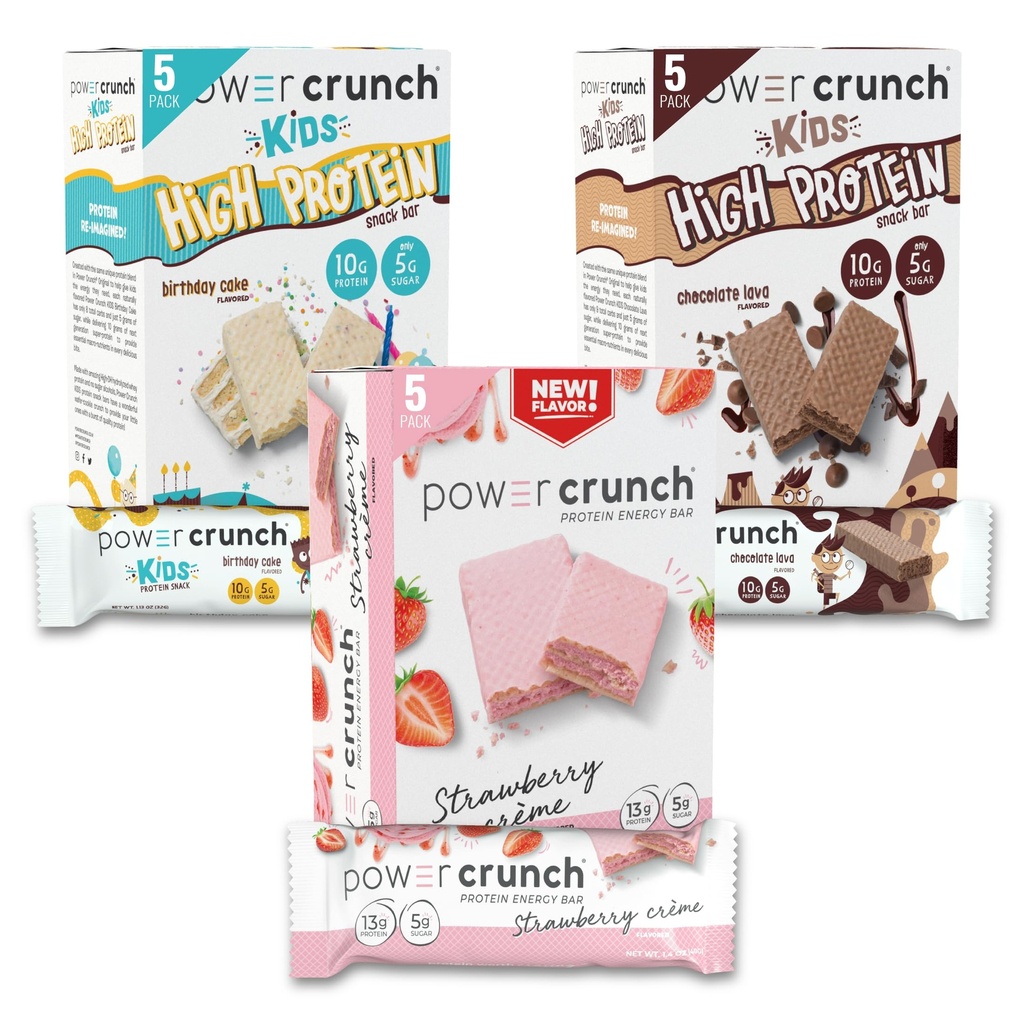 Power Crunch Protein Wafer Bars und Power Crunch KIDS Protein Bars, Variety Pack, (15 Count) High Protein Snacks mit köstlichem Geschmack