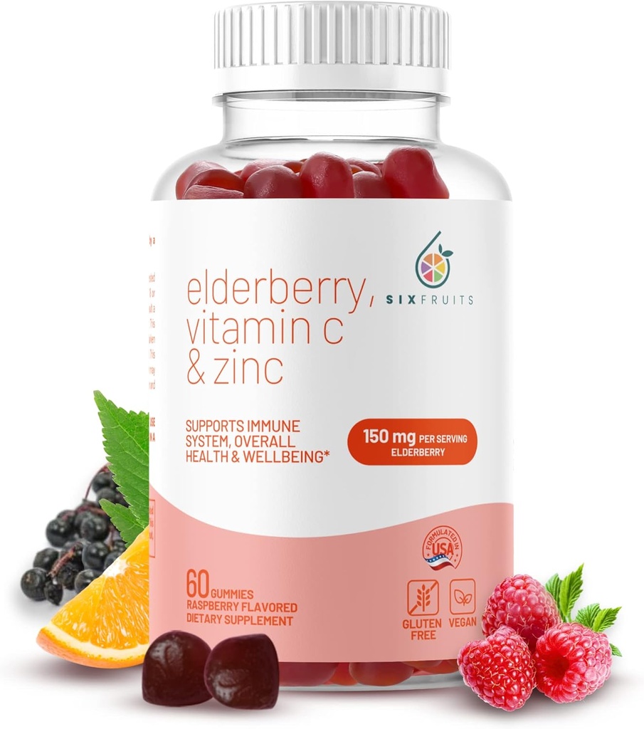 Bio Elderberry Gummis mit Zink & Vitamin C | Vegan Elderberry Gummis für Erwachsene | Immunität & Immununterstützungsergänzung für Erwachsene | Gluten & Gelatin Kostenlos