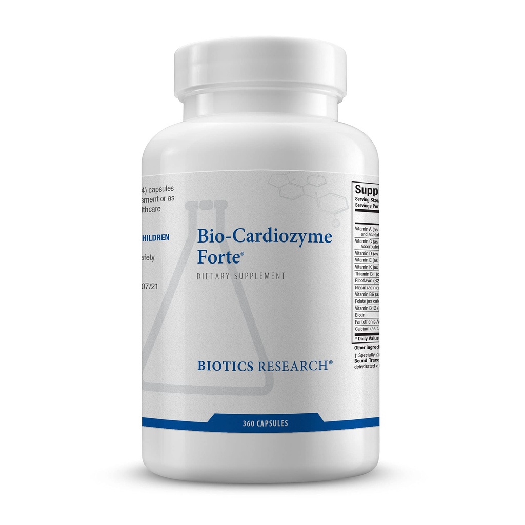 Recherche en biotechnologie Bio Cardiozyme Forte Multivitamine cardiaque en santé, Formulation à large spectre conçue pour soutenir la santé et la fonction cardiovasculaire, puissant antioxydant Soutien 360 Capsules