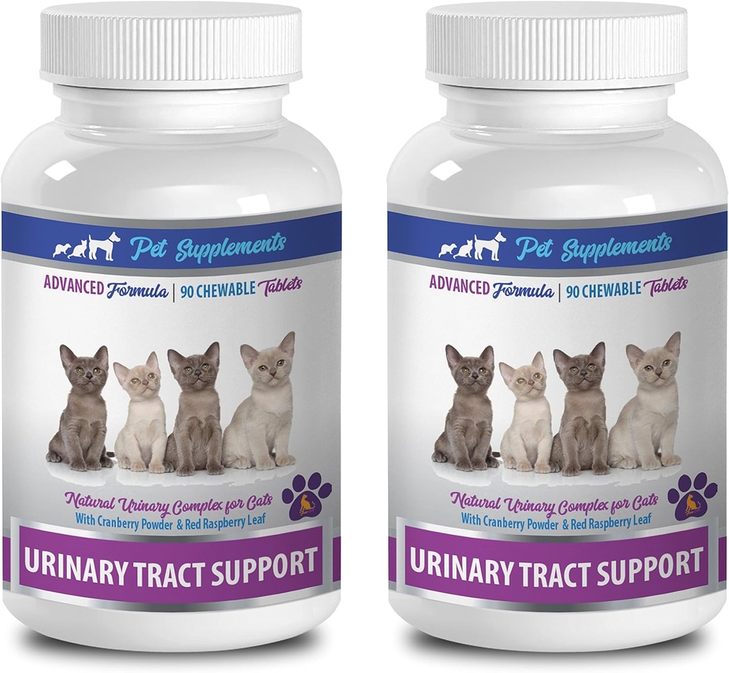 Suppléments de tract urinaire pour les chats - Soutien de tract urinaire - pour les chats - Formule naturelle - CHEWABLE - chat Marshmallows - 2 bouteilles (180 Chews)