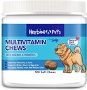 Herbion Tiere Multivitamin Kauen mit Mineralien & Probiotika, verbessert Immunität & Coat, unterstützt Verdauung, Gehirn & Herz Gesundheit, Delicious Natural Duck Flavor, Hundeergänzungen & Vitamine, Packung von 1