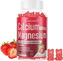 Calcium-Magnesium Zink-Gummien & Vitamin D3,B6,B12,Immune & Unterstützung Knochen Gesundheit Calcium-Magnesium-Ergänzung für Frauen,Sugar-Free Vegan Erdbeeren Flavor 90 Zähler