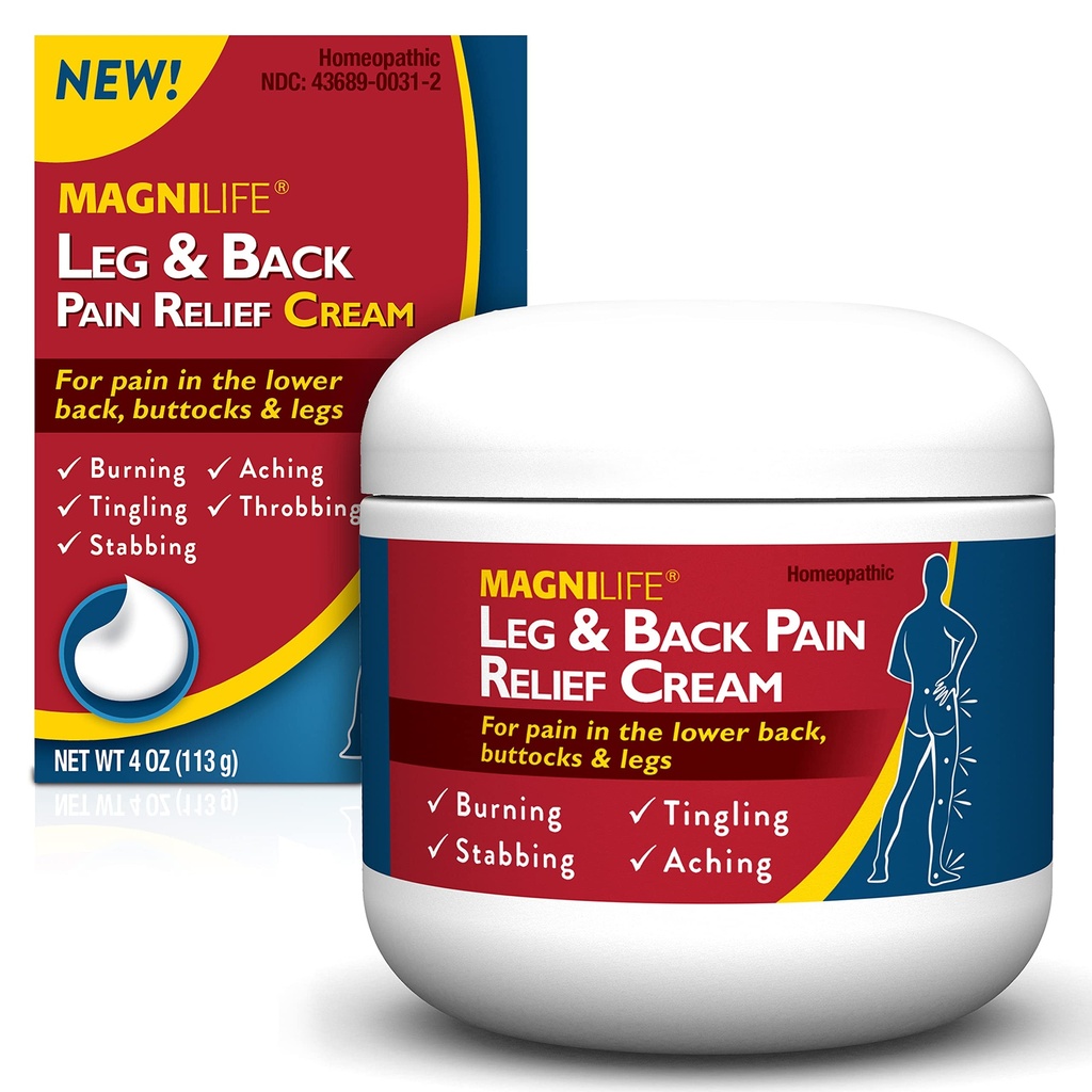 MagniLife Jambe et dos Crème de soulagement de la douleur, soulagement de la douleur à action rapide, apaisant naturellement les brûlures, les astuces et les douleurs avec aloès et calendula - 4oz