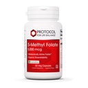 PROTOCOLE POUR LA BALANCE DE VIE 5-méthylfolate 5 000mcg - Biodisponibilité supérieure du Méthylfolate - pour le soutien du cerveau - Supplément folate pour les femmes et les hommes - Kosher & Vegan - 50 capsules de veg