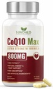 CoQ10 Leistungsstarke Antioxidante Ergänzung - Extra Starke Formel 800mg, 60 Kapseln, 1-Monat-Versorgung mit Coenzym Q10 Vitamine und Ergänzungen