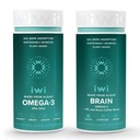 Iwi Omega-3 & Brain Omega-3 Bundle, 30 Servierungen, Vegan pflanzenbasierte Algen Omega 3 mit EPA + DHA, Krill & Fisch Öl Alternative, keine Fishy Nachgeschmack