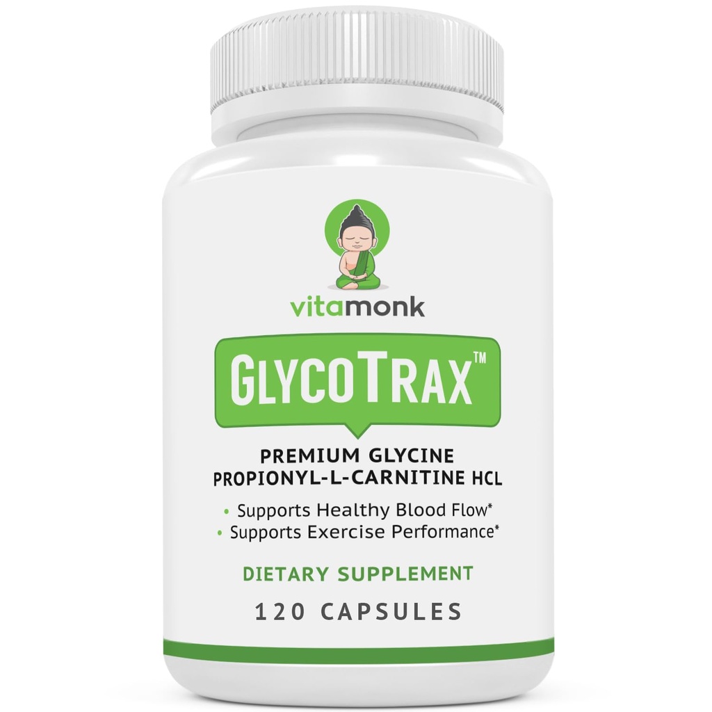 VitaMonk GlycoTraxTM GPLC Extra Large Bottle - 120 Kapseln von High-Absorption Glycin Propionyl-L-Carnitin ohne künstliche Füllstoffe - Glycin Propionyl L Carnitin Supplement