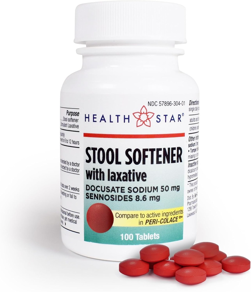 GeriCare Senna Plus Laxative & Stool Softener Tablets 50mg / 8.6mg Stärke Natürliche Gemüse stabile Laxative | Gentle Constipation Relief | Docusate Sodium für Bowel Movement