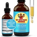 My Spectrum Heroes Calm & Focus Supplement Drops - Brain-Unterstützung mit L-Theanin, GABA, Huperzine A - Enhance Focus für Kinder oder Erwachsene - Boost Concentration for Kids & Teens - 2.02 FL oz. (60 ml)