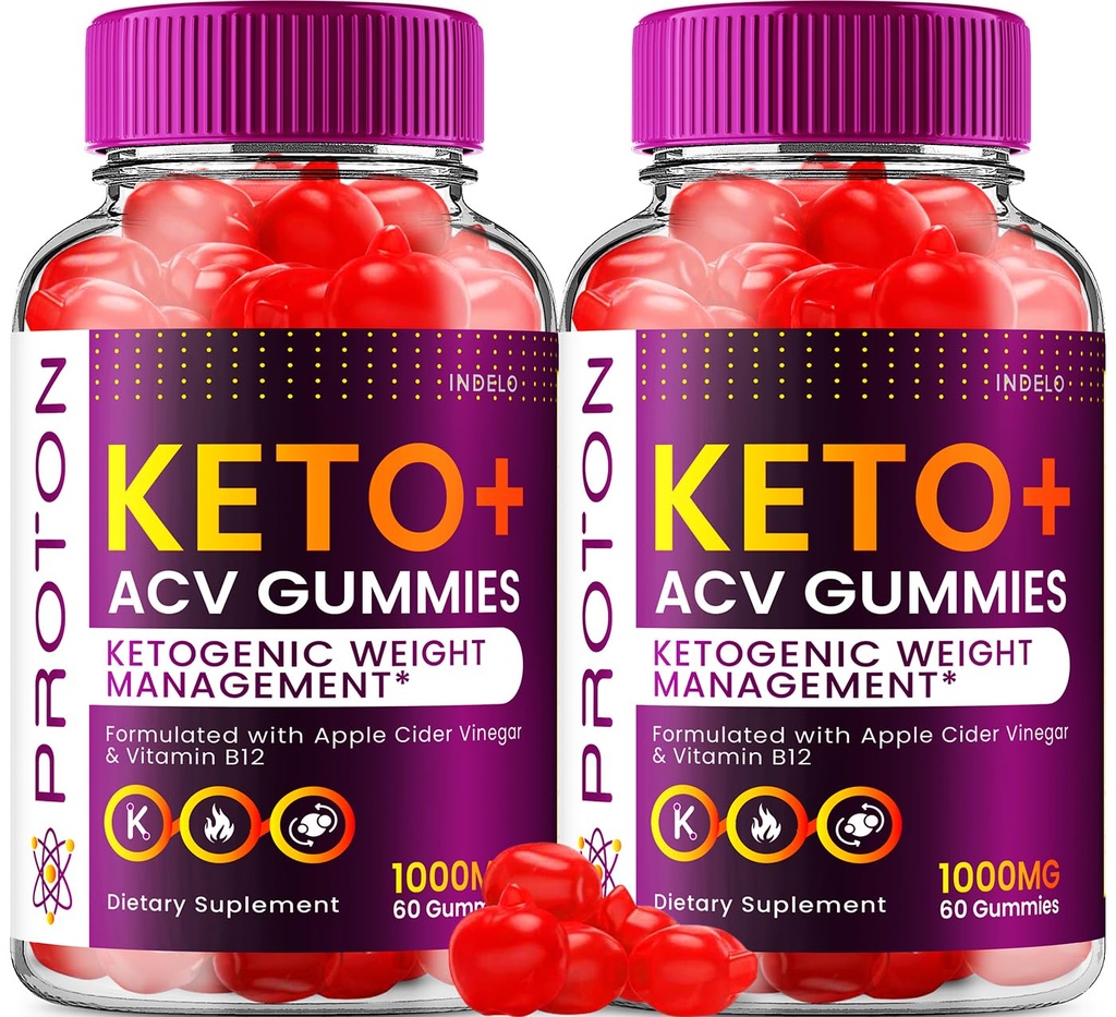 (2 Pack) Proton Keto ACV Gummies Advanced, Proton Keto + ACV Gummies 1000mg, Protein Apple Cider Essig Gummy Proton Gummies Bewertungen, Proton Keto+ACV Vitamin B12 (120 Gummi)