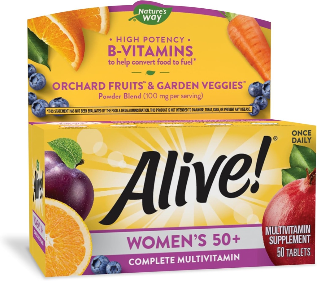 Nature’s Way Alive! Women’s 50+ Complete Multivitamin, High Potency B-Vitamins, 50 Tablets