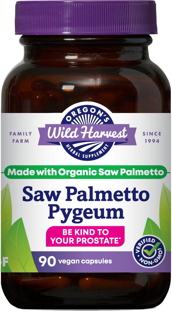 Oregon's Wild Harvest Organic Saw Palmetto Pygeum Kräuterergänzung in Vegan Kapseln - 90 Count