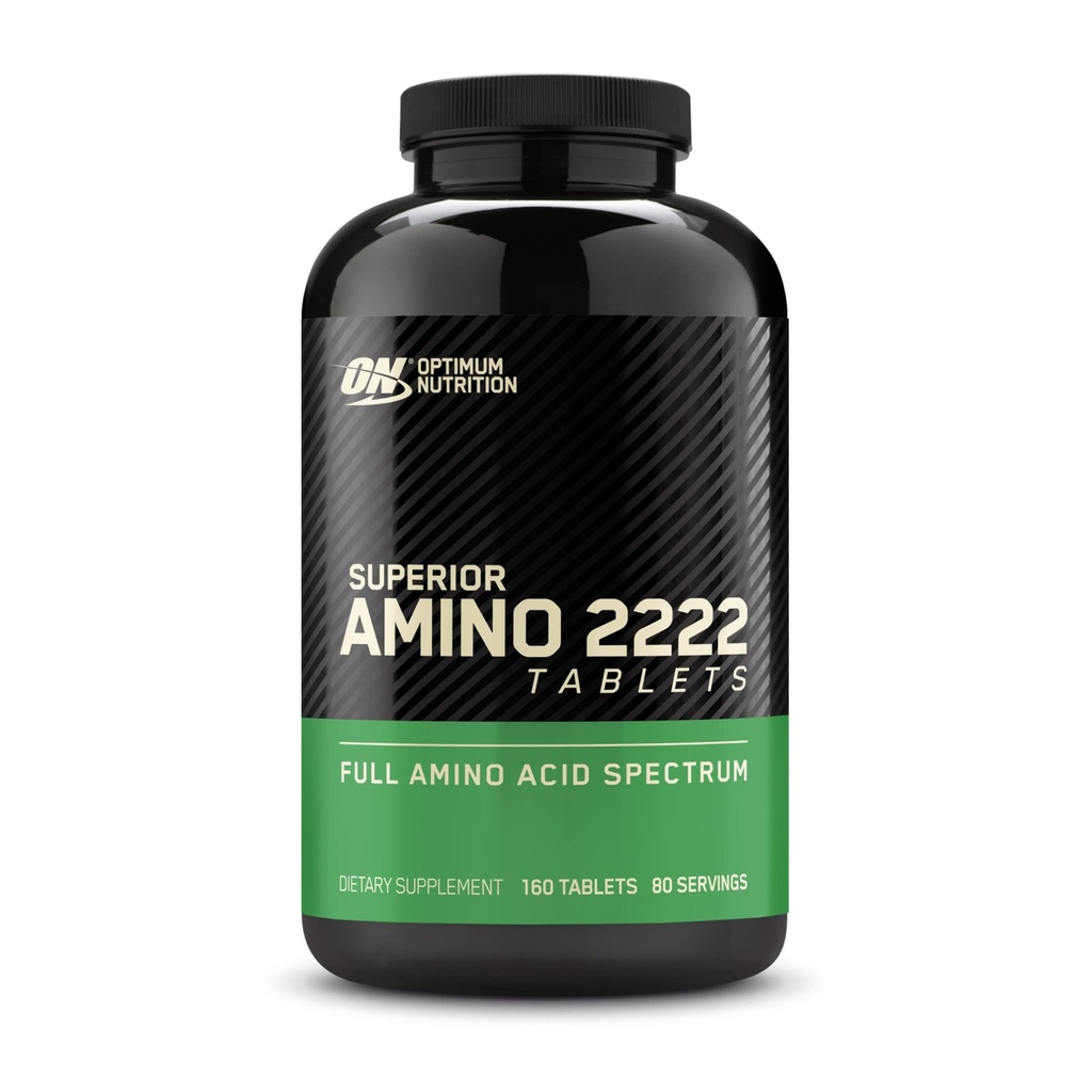 Optimum Nutrition Superior Amino 2222 Comprimés, Acides aminés essentiels complets, AAE, 160 Compte