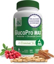 Health Thru Nutrition GlucoPro Max - mit 1.500mg Berberine, Chrominex + Chromium und 1.000mg Cinnamon | Vegan, Non-GMO, Gluten Free | Pack von 180