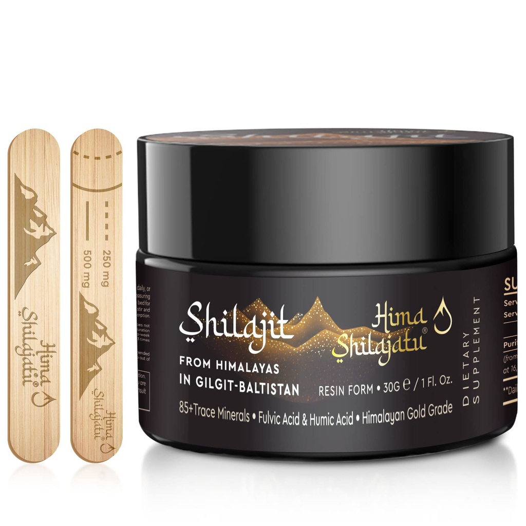 Shilajit Purest Himalayan Organic Shilajit Resin - Gold Grade 100% Reinheit Shilajit mit Fulvic Acid & 85+ Trace Minerals Complex for Energy & Immune Support, 30 Gramm (2 Monate Versorgung)