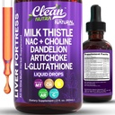 Clean Nutraceuticals Milk Thistle NAC Liver Cleanse Detox & Repair Supplement Liver Unterstützung Flüssigkeitstropfen mit Dandelion Extract, Artichoke, Chanca Piedra, Choline, L-Glutathione, Burdock, Schisandra