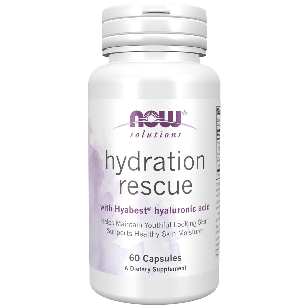 NOW Foods Solutions, Hydration Rescue mit Hyabest® Hyaluronsäure, hilft, jugendlich aussehende Haut* zu erhalten, unterstützt gesunde Hautfeuchte*, 60 Veg Capsules