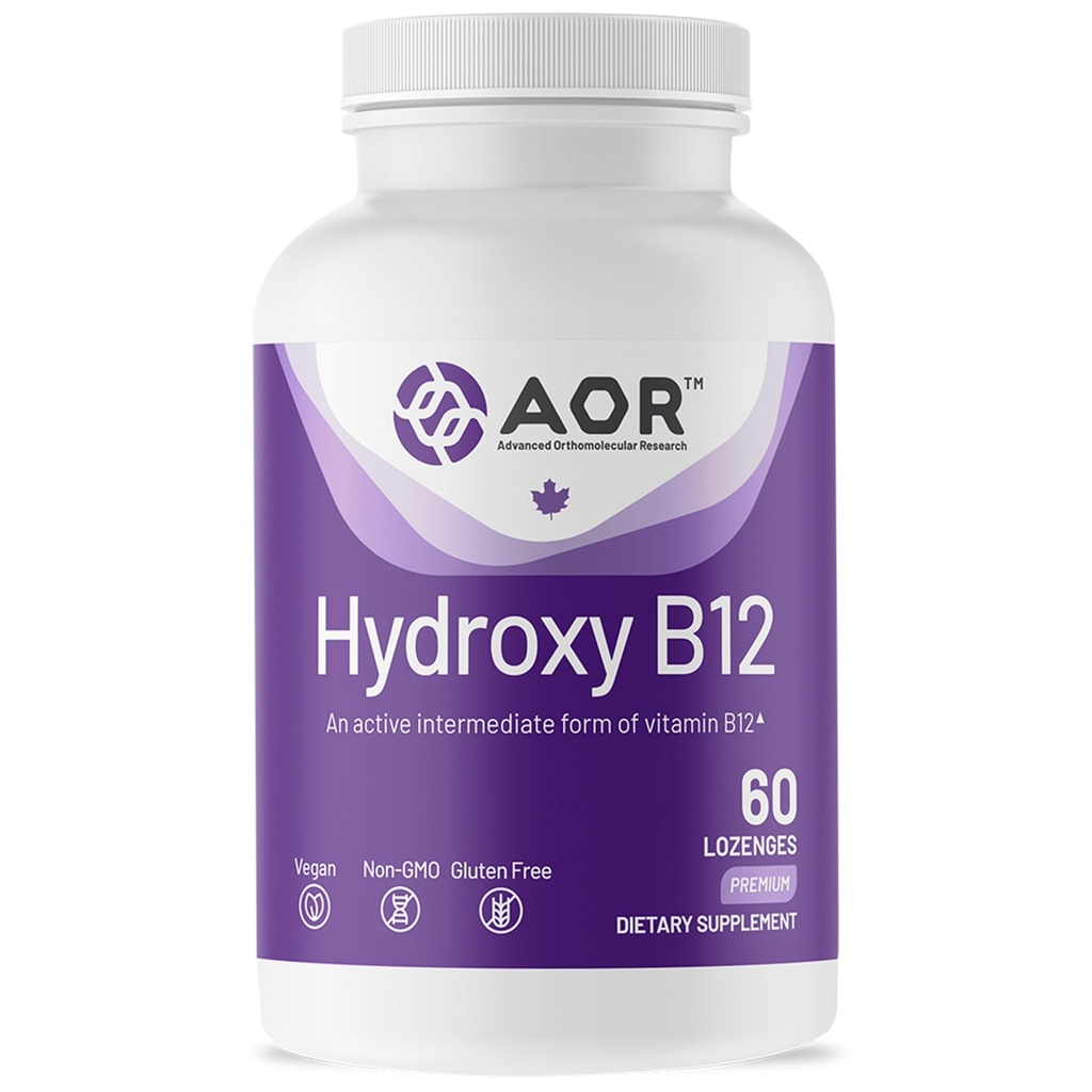 AOR, Hydroxy B12, unterstützt Herz-Kreislauf-Gesundheit, Nerve-Funktion und Entgiftung, Nahrungsergänzung, Vegan, 60 Portionen (60 Lutschen)