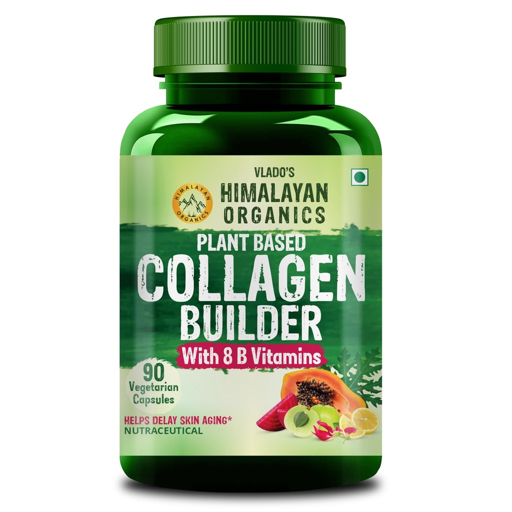 Himalayan Organics Collagen Builder pour les cheveux et la peau avec Biotine et Vitamine C 90 Capsules de Veg
