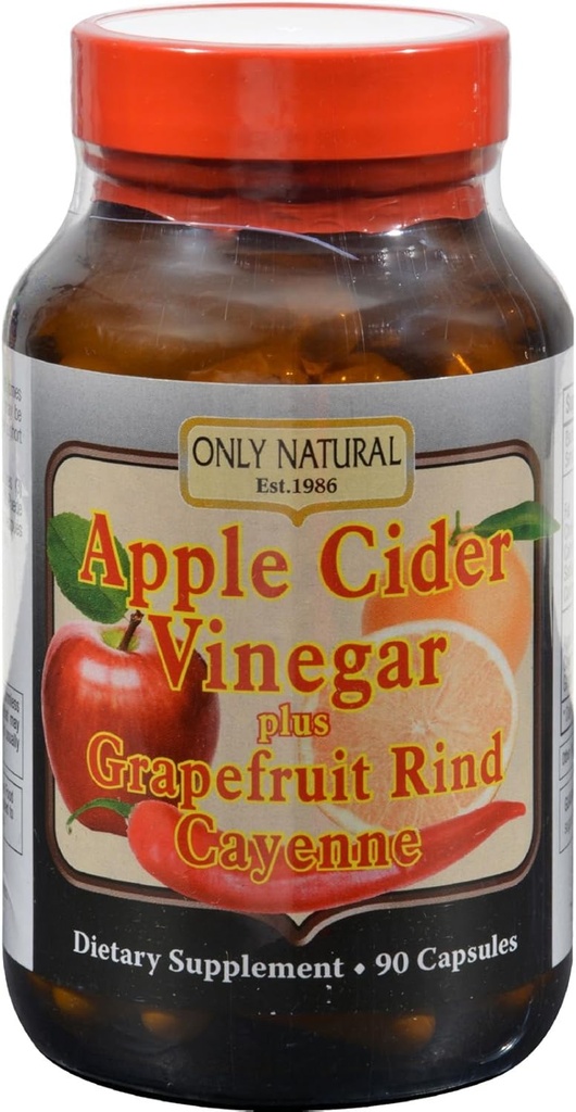 Uniquement les capsules naturelles de vinaigre de cidre de pomme plus pamplemousse Rind Cayenne, 90-Count