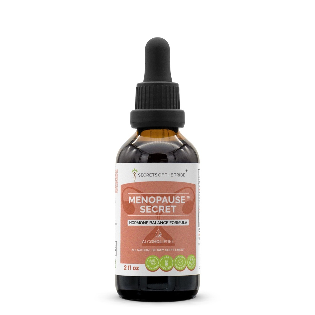 Ménopause Secret Alcool-Free, Glycerite Black Cohosh, Vitex, Red Clover, Macao, Dong Quai, St. John's Wort. Teinture, extrait d'herbe Hormone Balance Formule 2 OZ