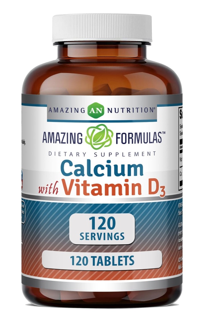 Erstaunliche Formeln Kalzium mit Vitamin D3 Ergänzung | Tabletten | Non-GMO | Gluten-Free | Made in USA (1 Pack | 120 Count)