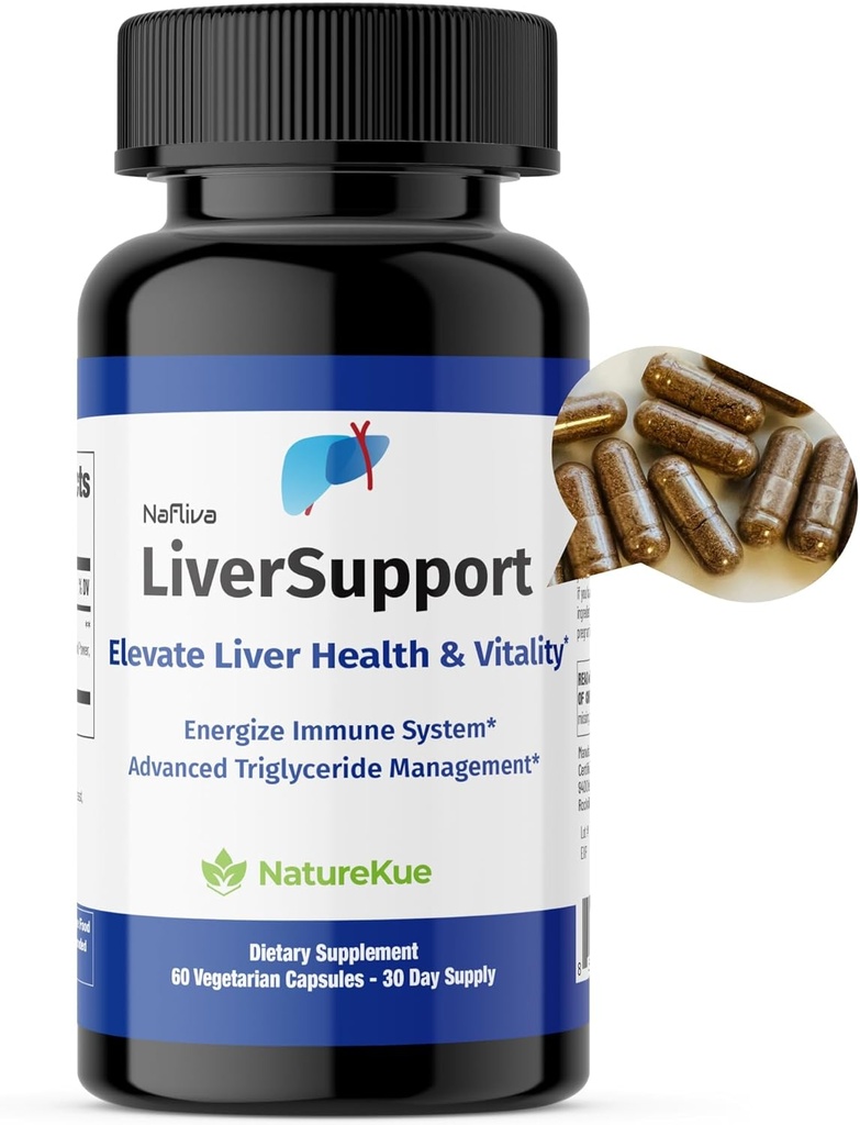 NatureKue LiverSupport – Fortgeschrittene Gesundheits-Ergänzung mit Deepure Tea & Milk Thistle | Unterstützt natürliches Detox, Antioxidans & Energie | 60 vegetarische Kapseln