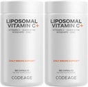 Codeage Liposomal Vitamin C 1500mg mit Zink, Elderberry, Citrus Bioflavonoids Grapefruit, Zitronen, Orangenpulver, Quercetin & Rose HIPS Frucht – Vegan Ergänzung - Non-GMO, Vegan Pillen - 2 Packung