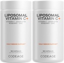 Codeage Liposomal Vitamin C 1500mg mit Zink, Elderberry, Citrus Bioflavonoids Grapefruit, Zitronen, Orangenpulver, Quercetin & Rose HIPS Frucht – Vegan Ergänzung - Non-GMO, Vegan Pillen - 2 Packung