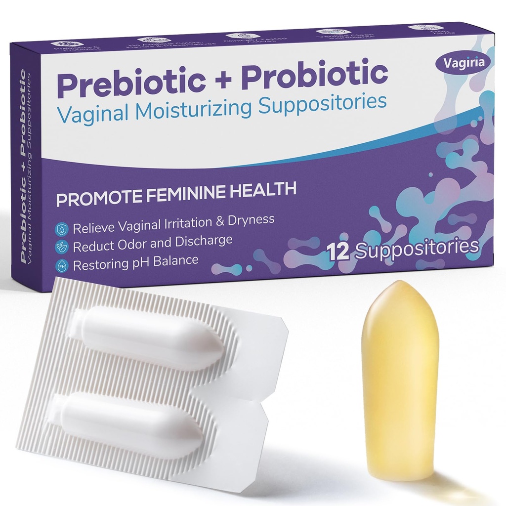Vaginale probiotische Suppositorien, Prebiotische mit Hyaluronsäure, Teebaum und Vitamin C&E, pH-Balance-Unterstützung Formel Kämpfe Trockenheit, Odor und Discomfort, Wiederherstellung Feminine Gesundheit(12 Zähler)