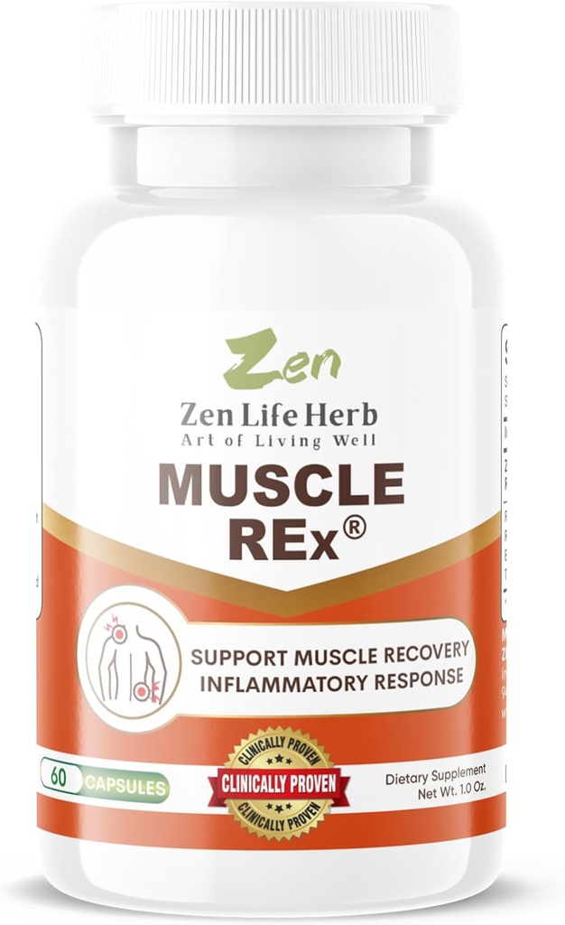 ZEN LIFE HERB Muskel REx - Gelenk, Muskel & Nerve Unterstützung - Relax Aches & Chronic Discomfort Pflanzenbasierte Ergänzung (60 Kapseln)