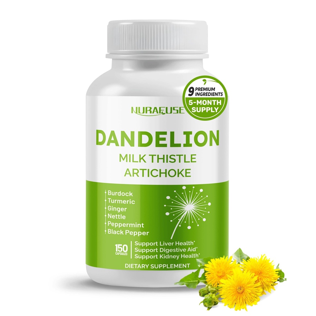 Dandelion Milk Thistle Artichoke Burdock Turmeric - Unterstützung Lebergesundheit, Unterstützung Verdauungshilfe - Made and Testing in USA