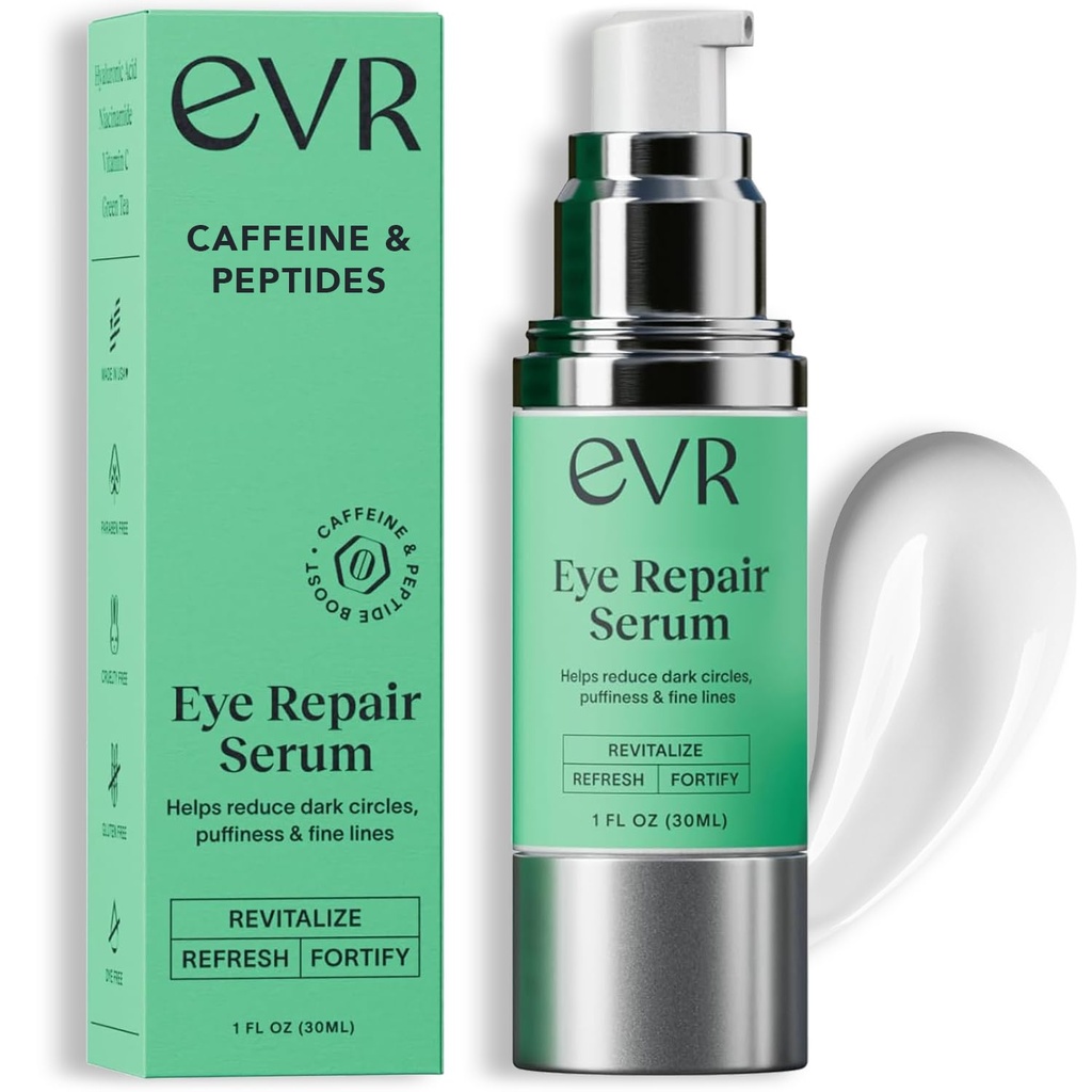 Crème pour les yeux de caféine pour les cercles foncés Puffines et rides - Sans fragrance - Soin des yeux anti-âge pour la peau sensible - Fabriqué aux États-Unis pour les hommes et les femmes - 1 Oz