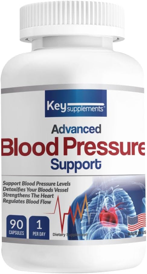 Suppléments clés Soutien à la pression artérielle 90 Capsules contenant de la vitamine Niacine C B6 B12 Bulbe à l'ail Hibiscus Feuille d'olive etc