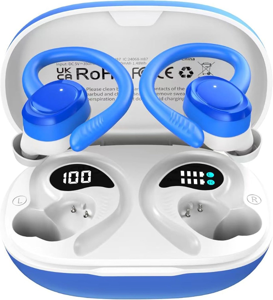 Bouds d'oreille Bluetooth sans fil, affichage LED IPX7 étanche