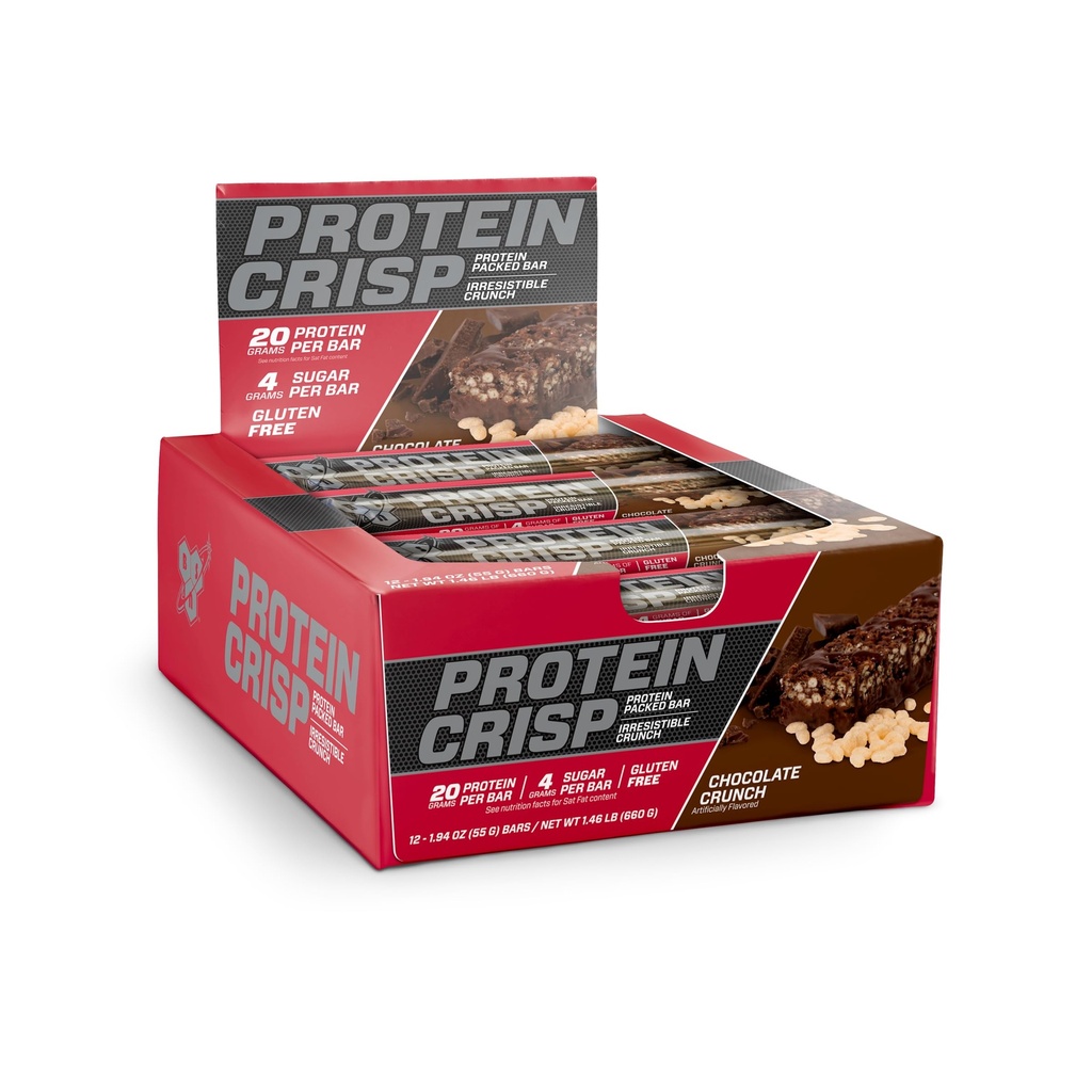 BSN Protein Crisp Bar, Salted Toffee Pretzel, 20 Gram Protein Snack Bars mit Whey und Fiber, Glutenfreie Crunchy Energy Bars für Workout, Fitness, On-the-Go, 12 Count