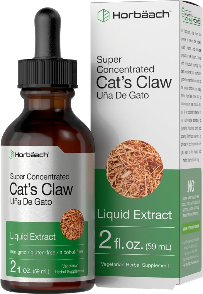 Horbäach Katzen Krallen Kräuterextrakt Tinktur | 2 Fl Oz | Alkoholfrei | Vegetarisch, Non-GMO, Glutenfreie Flüssigkeit