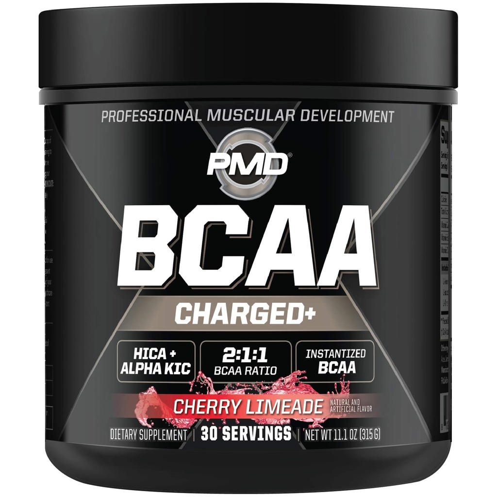 PMD Sports BCAA Charged Delicious Amino Acid Drink Mix for Performance, Recovery, Endurance and Hydration - Increase Muscle Function for Workout and Daily Energy – Cherry Limeade (30 Servings)