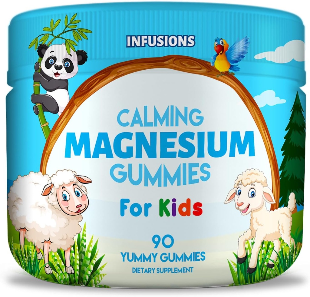 Infusionen Calm Magnesium Gummi für Kinder 90 Count - Gesunde Muskel Knochen Energie Unterstützung Weich und lecker Vegan freundlich & Non-GMO