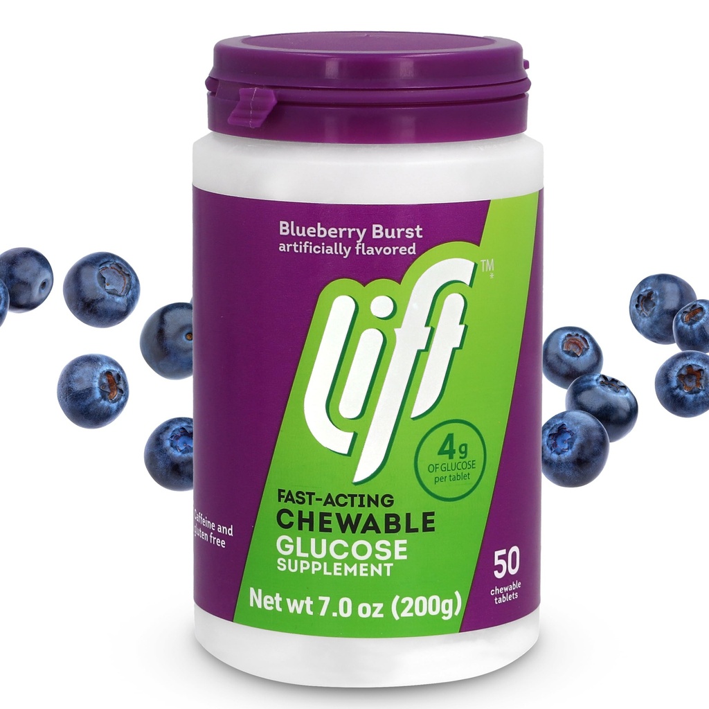 Lift Glucose Fast-Acting Glucose Kaubare Energie Tabletten, Blueberry, 50 ct Jar (Pack von 1)