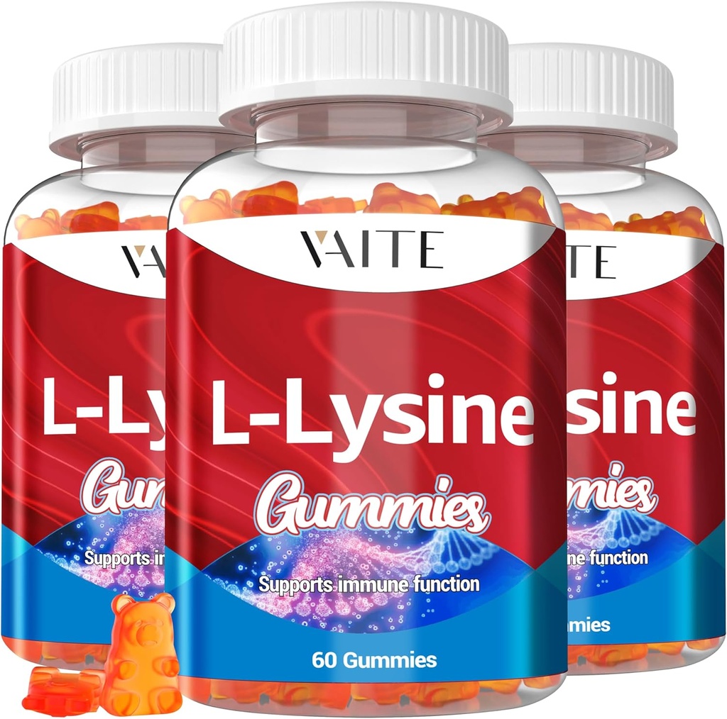 L-Lysine 1000mg Gummie - Unterstützt Haut, Lip, Vegan, Glutenfrei, 60 Kaubare Lysin für Erwachsene, Vitamine Gewebe Gesundheit & Immunsystem, Aminosäure Vitamin-Ergänzung & Komplex-Ergänzungen (3 Pack)