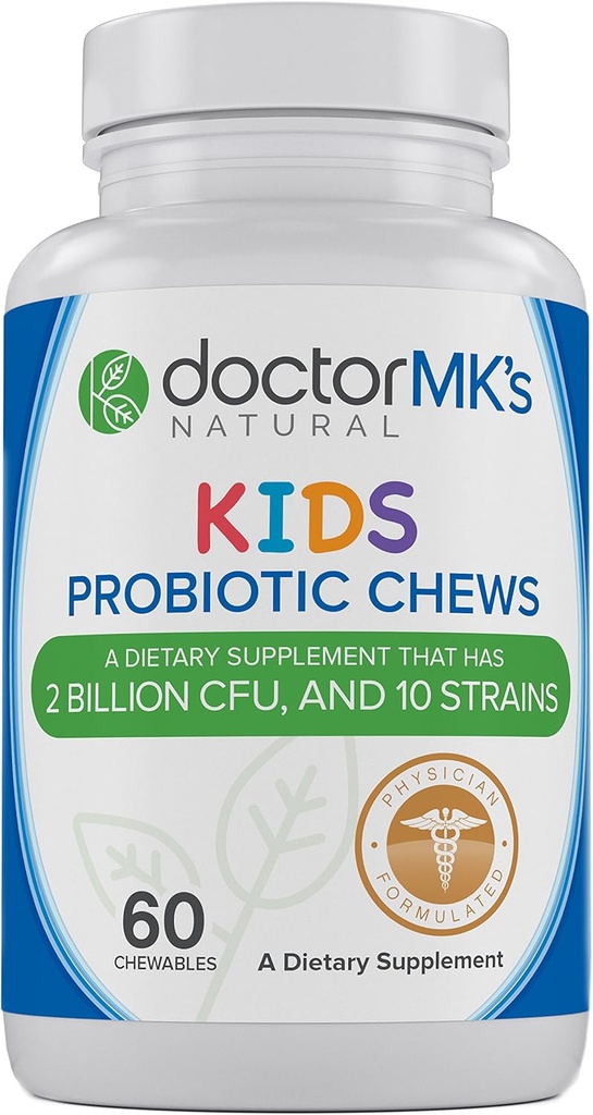 Probiotiques pour enfants à mâcher par le docteur MK's®, sans sucre, goûts comme les bonbons, comprimés naturels de baies sauvages, végétarien/végétarien