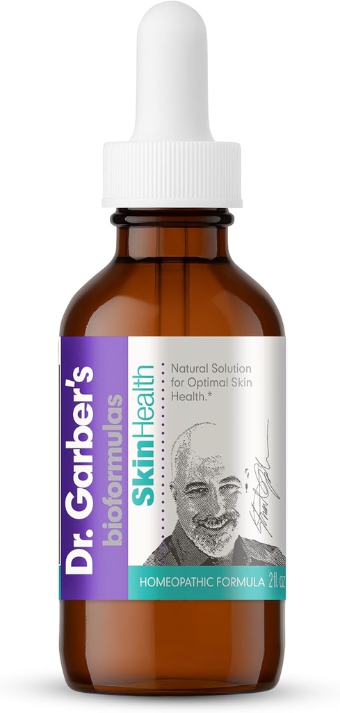 Dr Garber's Natural Solutions Peau santé gouttes buccales - Gemmothérapie Supplément liquide pour la peau démangeaison et sèche, l'acné, l'eczéma et le soulagement de l'allergie, favorise la santé de la peau à regarder et se sentir mieux - 60ml
