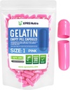 XPRS Nutra Taille 1 Capsules vides - 100 Compte Capsules de gélatine vides - Pills pour le remplissage de la gélule de bricolage - Pure Pill Gel Caps pour Do-It-Youlf Suppléments (Pink)
