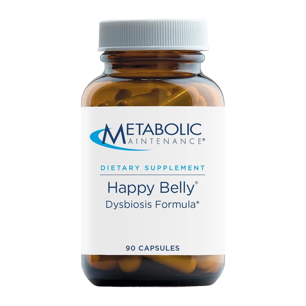 Maintenance métabolique Happy Belly - Gut, GI + Detox Support avec l'acide caprylique, noix noires, feuille d'olive + supplément de baies - Aide à maintenir la santé normale digestive + équilibre (90 capsules)