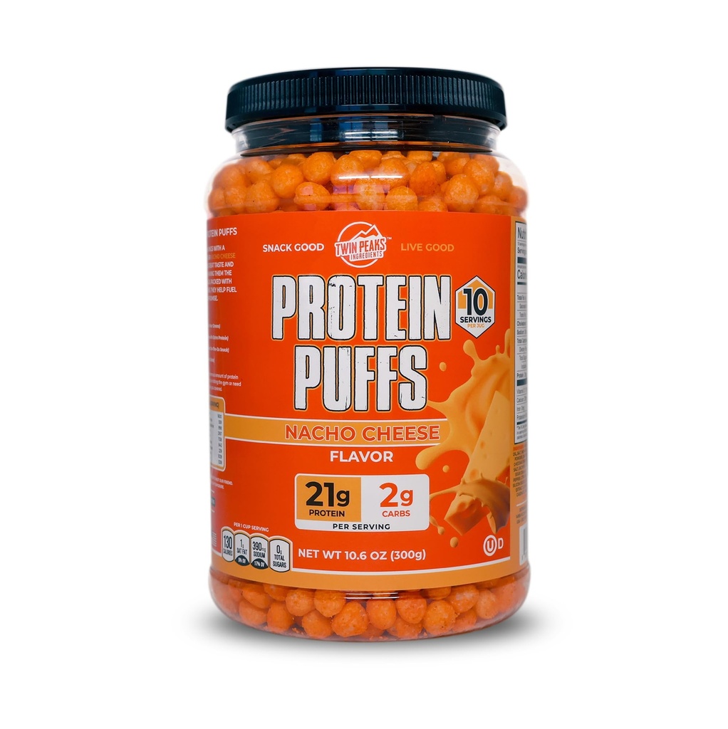 Puffes protéinées Twin Peaks - (fromage de Nacho), Keto Friendly, Snack faible en glucides (300g, 21g de protéines, 2g de glucides nets, haute en protéines, Snack croustillant sain)