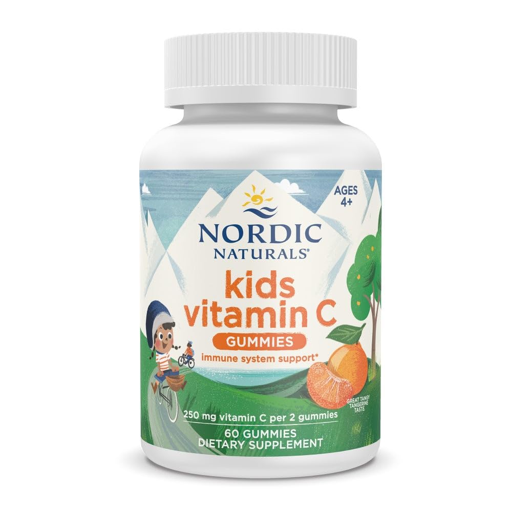Nordic Naturals Kids Vitamine C Gummies - Tangy Tangerine - 60 Gummies - Supplément Vitamine C végétalien - Soutien immunitaire et antioxydant pour les enfants - 250 mg par portion - 30 portions