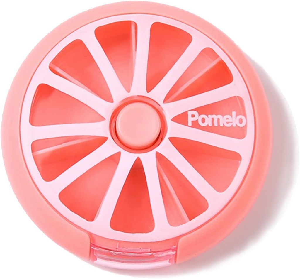Pill Organizer Reise Pille Container 7 Komponenten Wöchentliche Pille Box Runde Täglich süß Pille Fall für Pillen Vitamin Fish Oil Supplements Container (Pink)