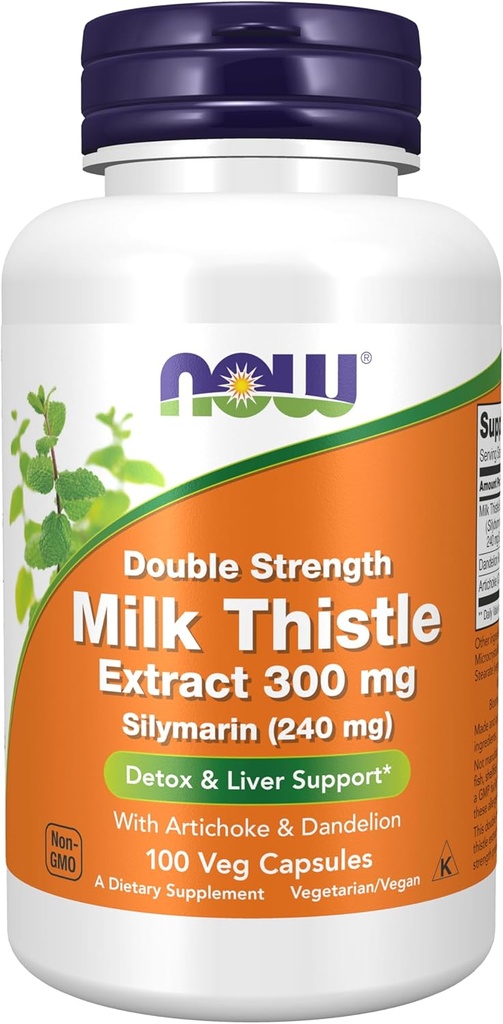 JETZT Nahrungsergänzungsmittel, Silymarin Milchdistelextrakt 300 mg mit Artichoke und Dandelion, Doppelstärke, Unterstützt Leberfunktion*, 100 Veg Kapseln