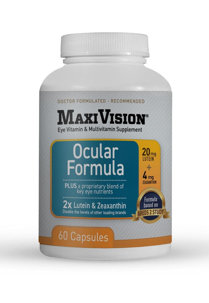MaxiVision® Okularformel - AREDS2 - Augen Vitamine & Multivitamin - Lutein und Zeaxanthin - 1 Flasche (60 Kapseln)
